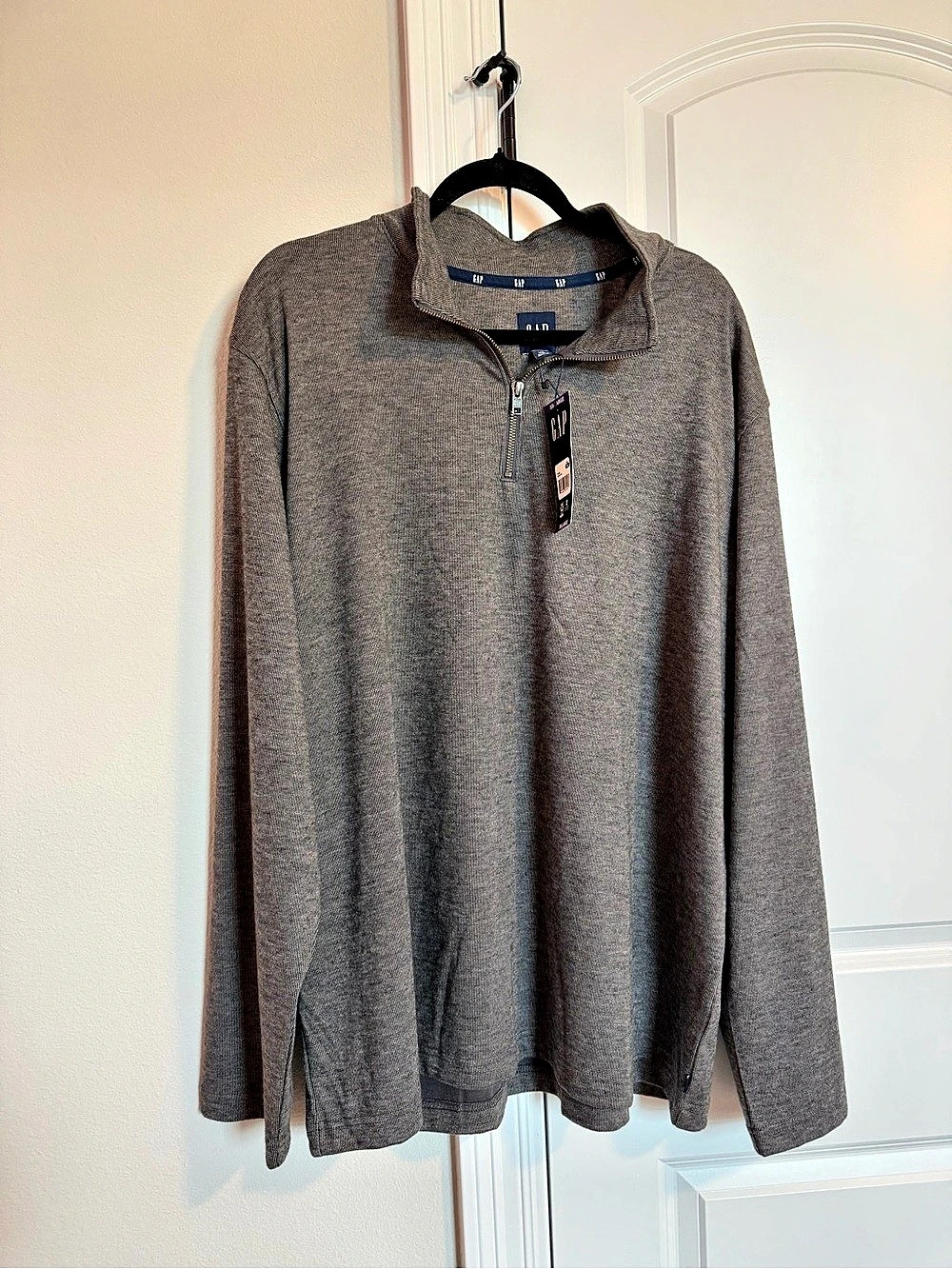 NWT Gap Men's Quarter-Zip Pullover Sweater Gray XXL